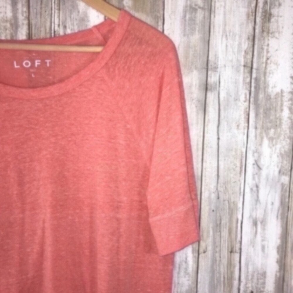 LOFT Pink Relaxed Fit Soft Knit Tee Blouse Top Large Casual - Picture 2 of 3